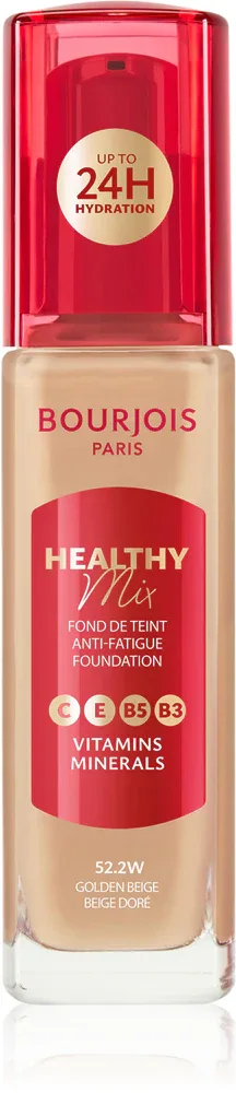 Тональный флюид Bourjois Healthy Mix увлажняющий, среднего покрытия, 30 мл, оттенок 52.2W Golden Beige