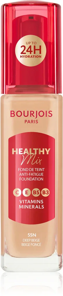 Тональный флюид Bourjois Healthy Mix увлажняющий, среднего покрытия, 30 мл, оттенок 55N Deep Beige