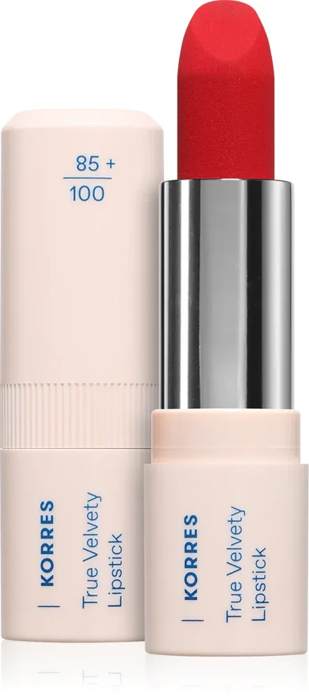 Помада для губ Korres True Velvety Lipstick кремовая, с гиалуроновой кислотой, 3 г, оттенок Vivid Red