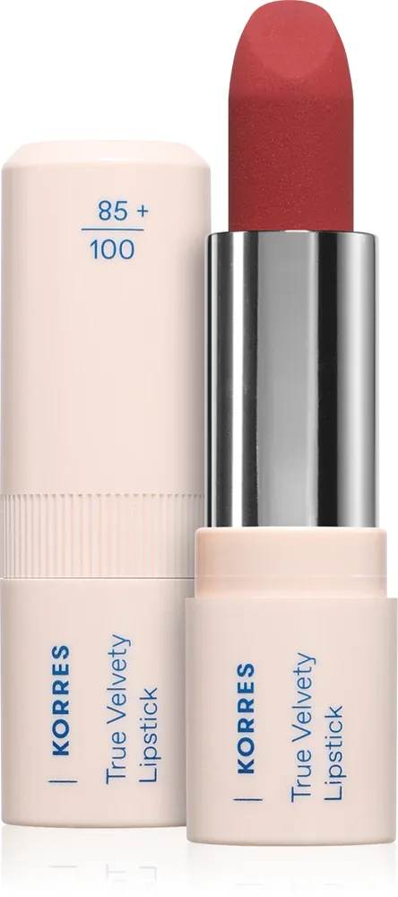 Помада для губ Korres True Velvety Lipstick кремовая, с гиалуроновой кислотой, 3 г, оттенок Terra Red