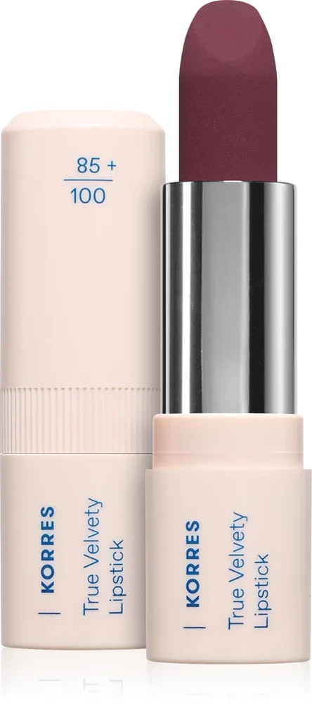 Помада для губ Korres True Velvety Lipstick кремовая, с гиалуроновой кислотой, 3 г, оттенок Deep Berry