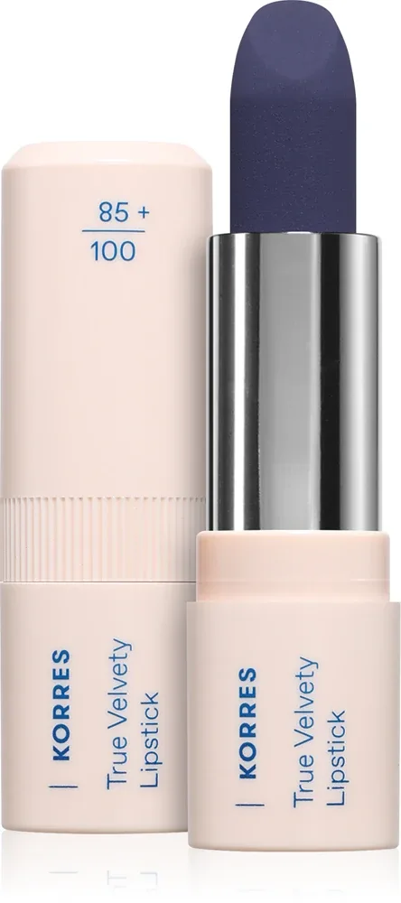 Помада для губ Korres True Velvety Lipstick кремовая, с гиалуроновой кислотой, 3 г, оттенок Aegean Blue
