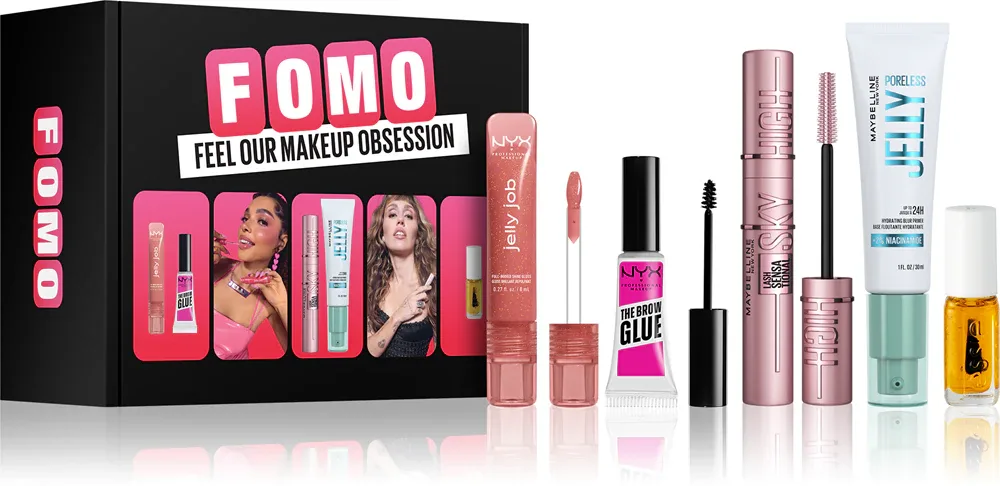 Набор декоративной косметики MAYBELLINE NEW YORK FOMO Box, 5 средств, подарочный