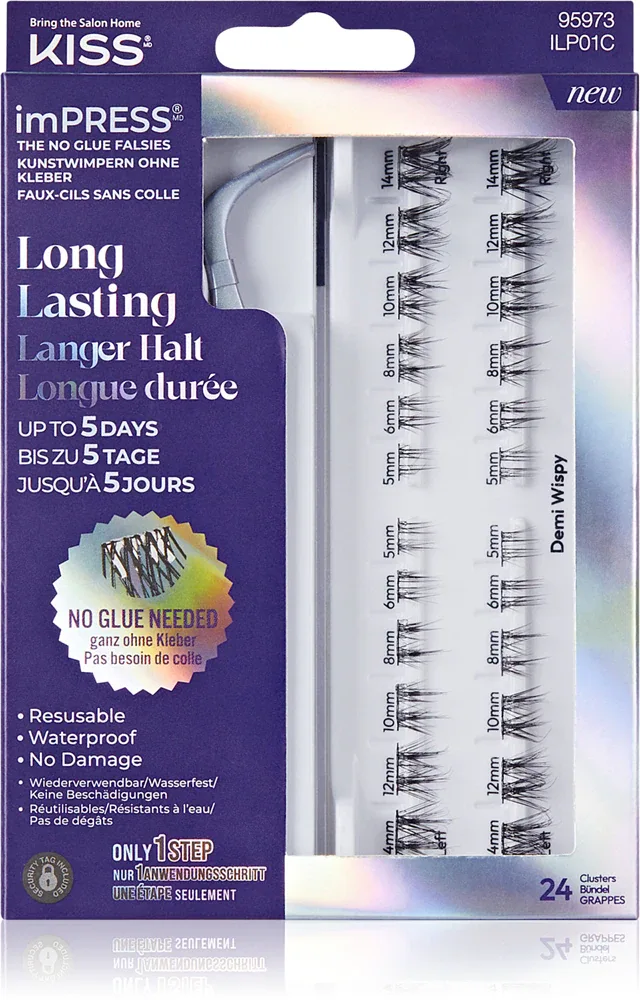 Накладные ресницы KISS imPRESS LongLasting с пинцетом в комплекте, 20 шт