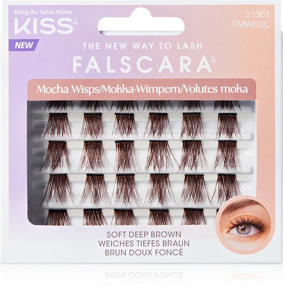Накладные ресницы KISS Falscara Multi Wisps на тонкой прозрачной ленте, 24 шт Mocha