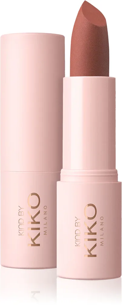 Помада для губ KIKO Milano Kind By Kiko Soft Matte Lipstick матовая, с интенсивной пигментацией, 4 г, оттенок 01 Woodland