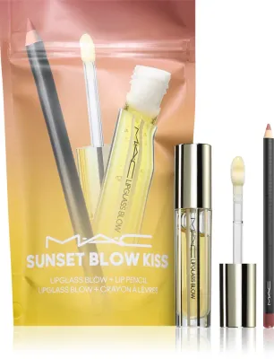 Набор для макияжа губ MAC Cosmetics Kits Sunset Blow Kiss Lip Combo карандаш и масло для губ, подарочный