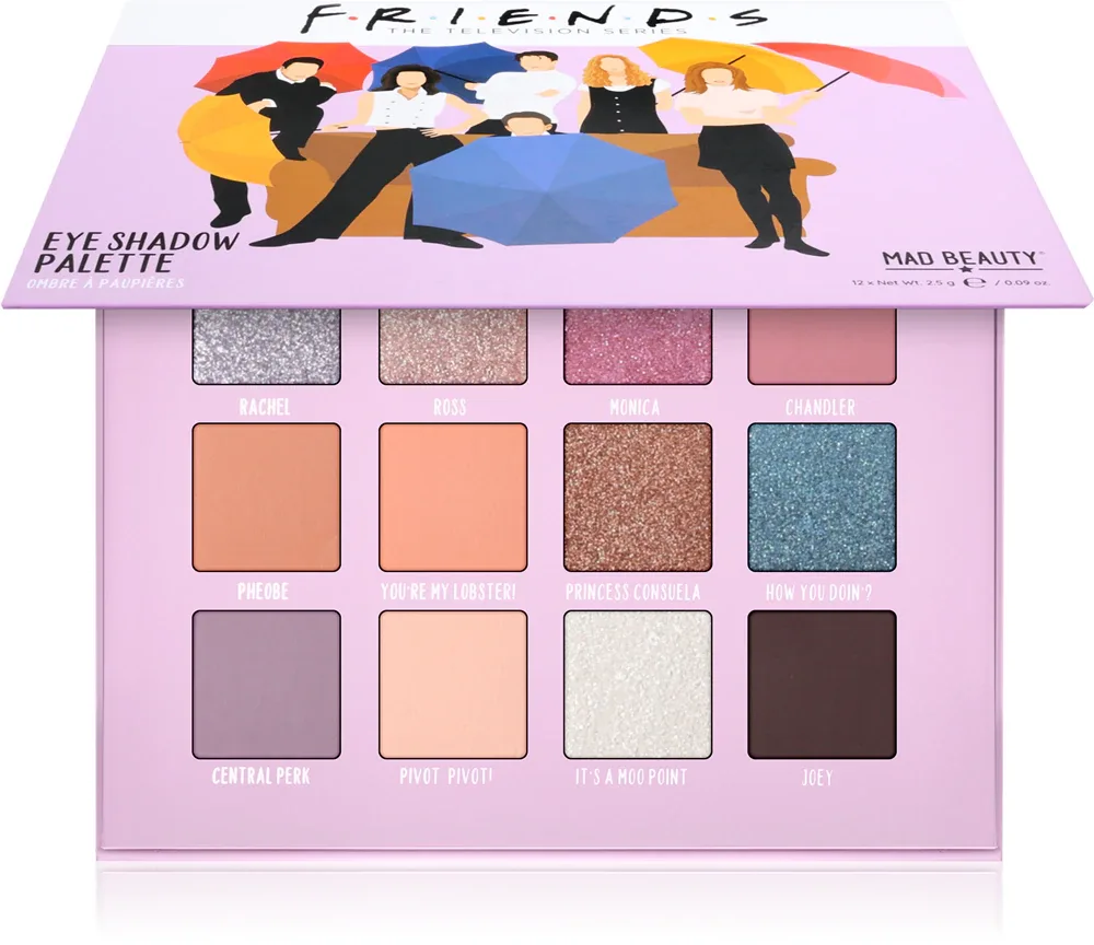 Палетка теней для век Mad Beauty Friends матовые и брокатовые, 12х2,5 г