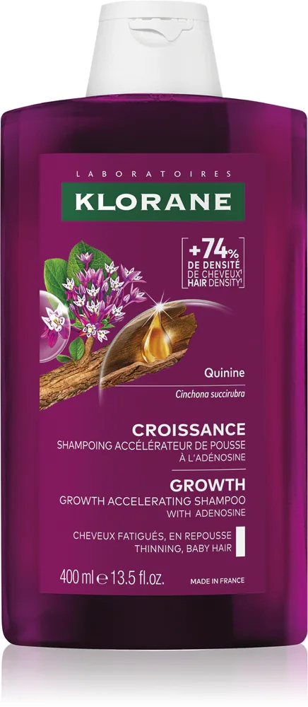 Шампунь для волос Klorane Quinine Growth Accelerating Shampoo укрепляющий, с экстрактом хинного дерева, 400 мл