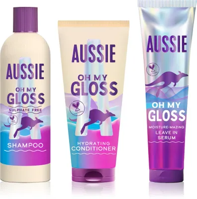 Набор для ухода за волосами Aussie Oh My Gloss Gift Box шампунь, кондиционер и несмываемая сыворотка