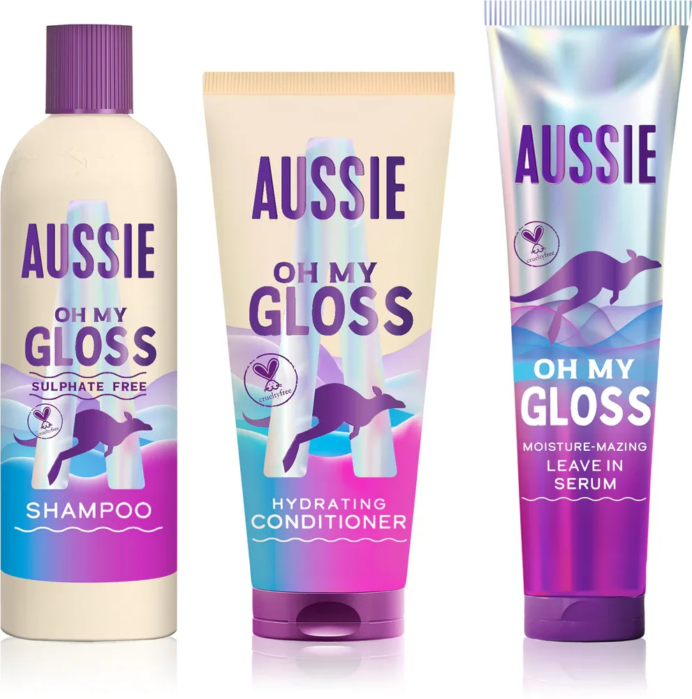 Набор для ухода за волосами Aussie Oh My Gloss Gift Box шампунь, кондиционер и несмываемая сыворотка