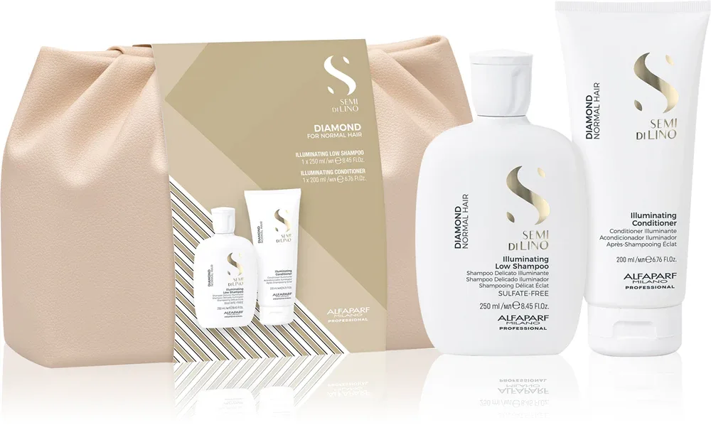 Набор для волос Alfaparf Milano Semi di Lino Diamond Duo Kit шампунь и кондиционер, для блеска, 2 предмета, 2 шт