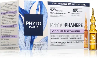 Ампулы против выпадения волос Phyto PhytoPhanere Reactive Hair Loss Treatment с экстрактами трав, 12× 5 мл