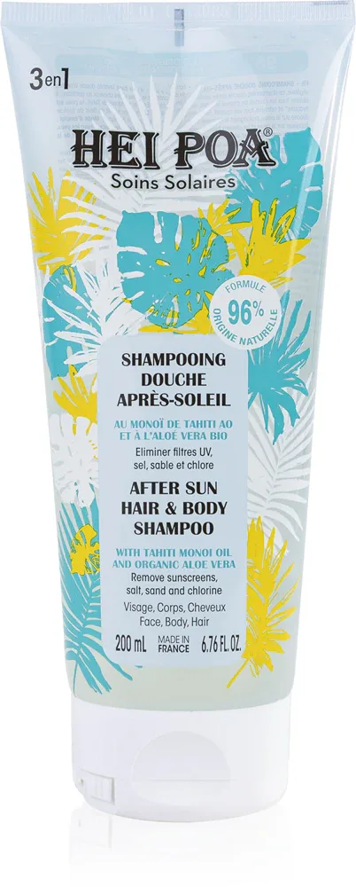 Шампунь для волос Hei Poa After Sun Monoi Aloe Vera с алоэ и кокосовым маслом, для всех типов волос, 200 мл