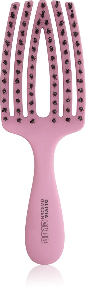 Расчёска для волос Olivia Garden Club The Nomad Detangling Shine Fingerbrush компактная, с щетиной кабана и нейлона, 1 шт Pink