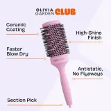 Брашинг для волос Olivia Garden Club The Glow Blowout Ceramic Round Brush Pink керамический, розовый, 1 шт — фото 4