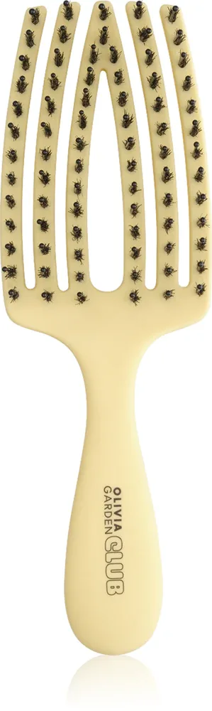Расчёска для волос Olivia Garden Club The Nomad Detangling Shine Fingerbrush компактная, с щетиной кабана и нейлона, 1 шт Yellow