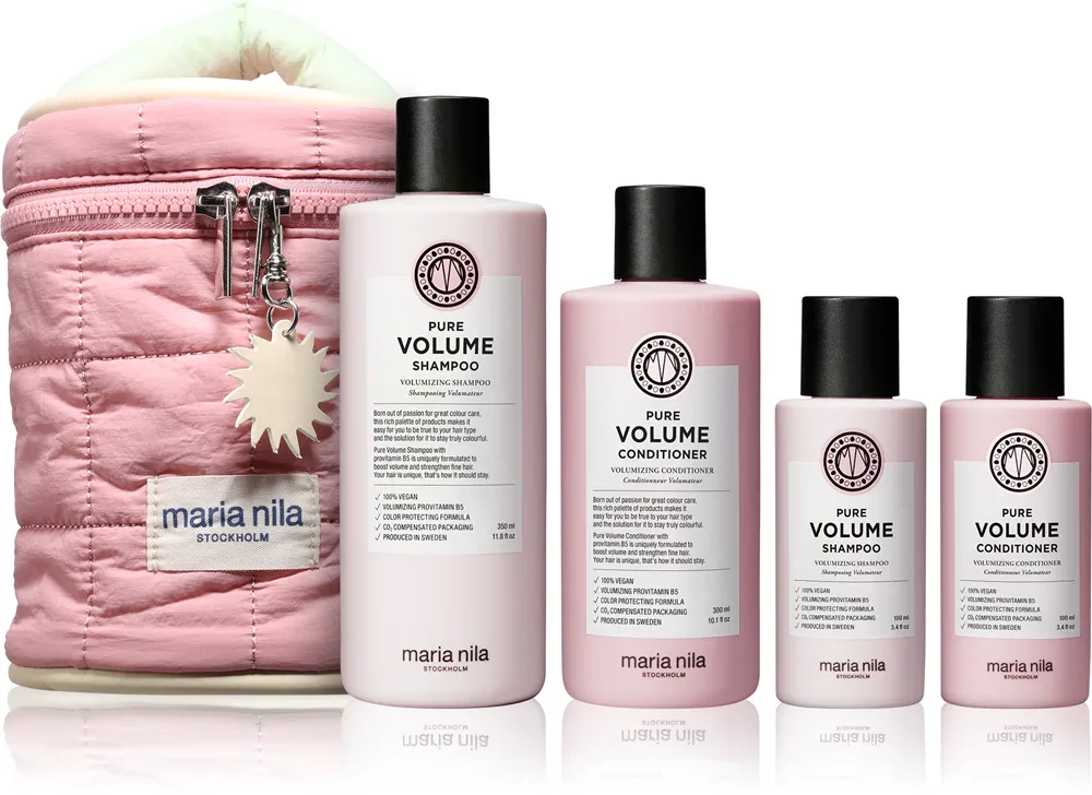 Набор для объёма волос Maria Nila Pure Volume Beauty Bag, шампунь и кондиционер, с пантенолом, 4 шт
