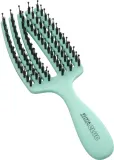 Расчёска для волос Olivia Garden Club The Nomad Detangling Shine Fingerbrush компактная, с щетиной кабана и нейлона, 1 шт Mint — фото 2
