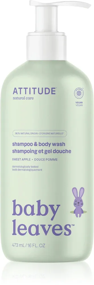 Гель для тела и волос детский Attitude Baby Leaves Shampoo Body wash для чувствительной кожи, 473 мл