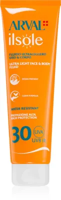 Флюид солнцезащитный для лица и тела Arval IlSole Ultralight Face Body Fluid SPF 30 быстро впитывающийся, для всех типов кожи, 150 мл SPF 30
