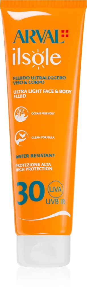 Флюид солнцезащитный для лица и тела Arval IlSole Ultralight Face Body Fluid SPF 30 быстро впитывающийся, для всех типов кожи, 150 мл SPF 30
