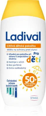 Молочко солнцезащитное детское Ladival Kids водостойкое, для чувствительной кожи, 200 мл SPF 50+