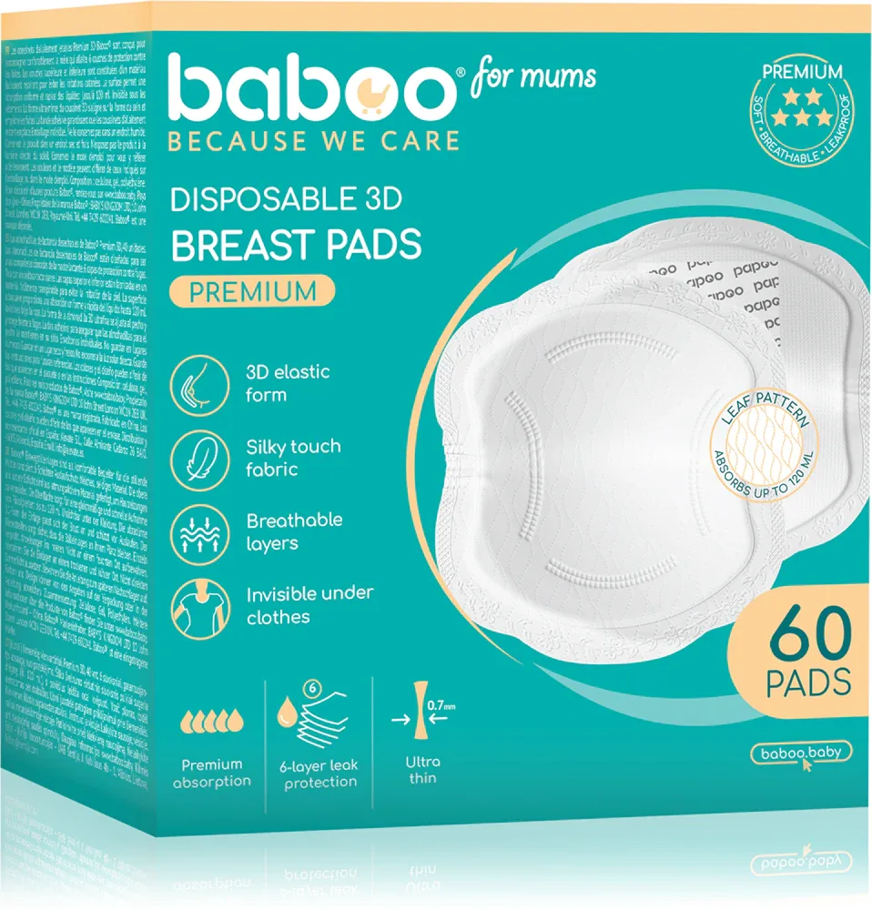 Прокладки для груди Baboo Ultra-Slim Disposable Pads одноразовые, ультратонкие, 60 шт