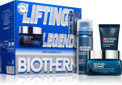 Набор косметики Biotherm Homme Force Supreme Face Reshaper Cream мужской, подарочный, с кремом и пенкой для бритья