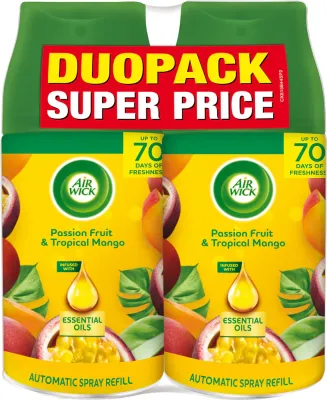Освежитель воздуха Air Wick Freshmatic Passion Fruit Tropical Mango фруктовый, цитрусовый, 2 шт. по 250 мл z zapachem DUO