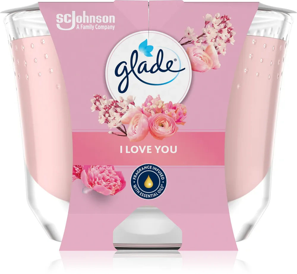 Свеча ароматическая GLADE I Love You с хлопковым фитилём, из растительных восков