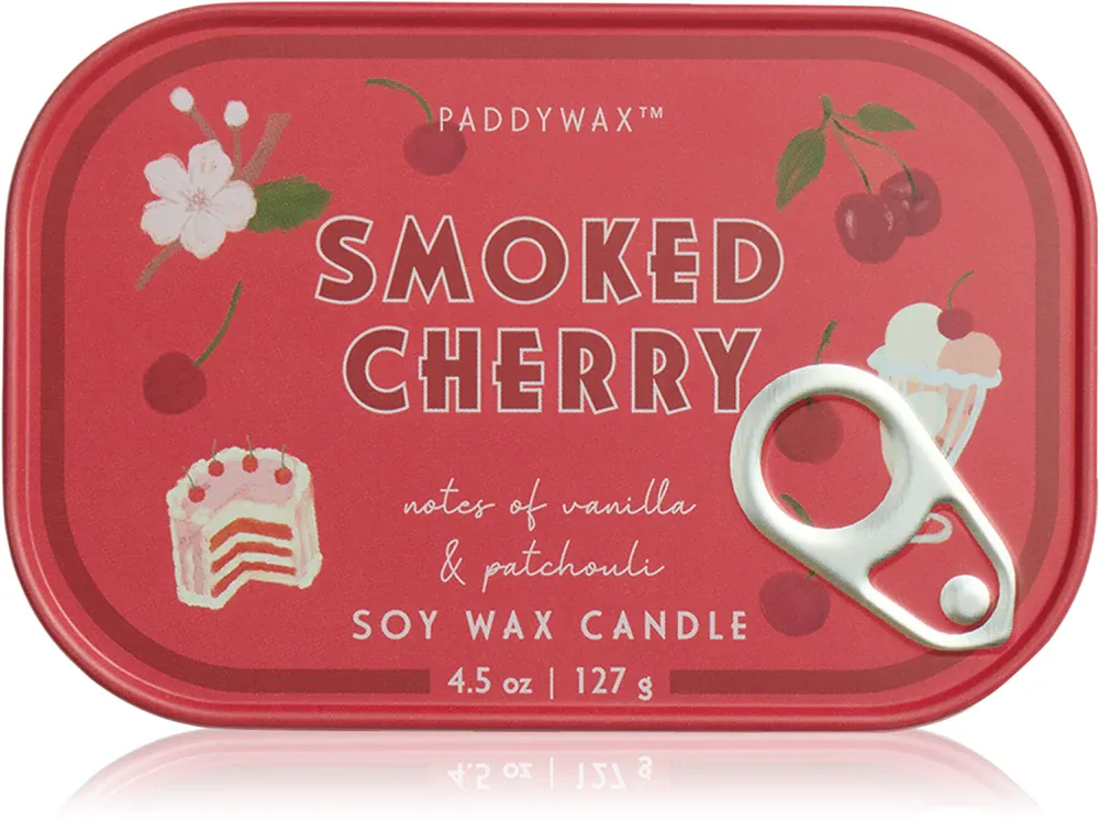 Свеча ароматическая Paddywax Bistro Tin Smoked Cherry восточно-фруктовая, два фитиля, 127 г