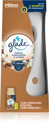 Диффузор ароматический GLADE Automatic Spray Sandalwood Jasmine со сменным флаконом, древесно-цветочный аромат, 269 мл Sandalwood & Jasmine