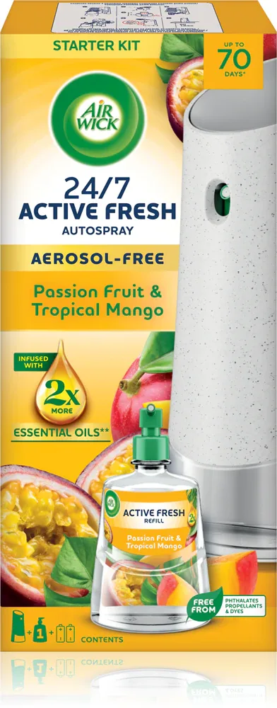 Освежитель воздуха Air Wick Active Fresh Passion Fruit Tropical Mango фруктовый, цитрусовый, 228 кг