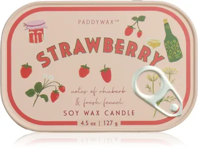 Свеча ароматическая Paddywax Bistro Tin Strawberry фруктово-гурманская, два фитиля, 127 г