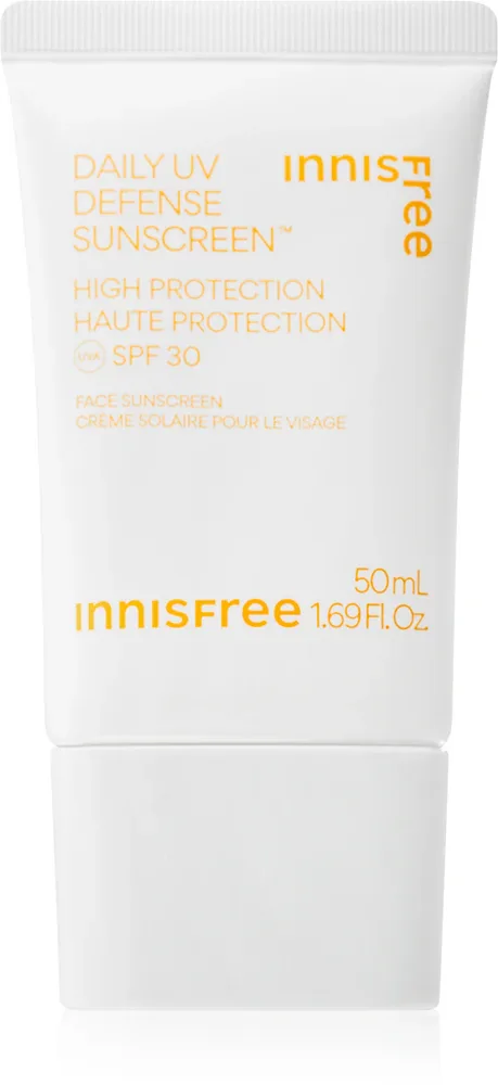 Крем солнцезащитный для лица innisfree Daily UV Defense Sunscreen с зелёным чаем, быстро впитывается, 50 мл