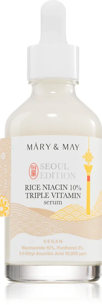 Mary&May Rice Niacin 10% Triple Vitamin Serum - Сыворотка для лица Mary May Rice Niacin 10% Triple Vitamin Serum с ниацинамидом и витамином E, 80 мл, 80 мл