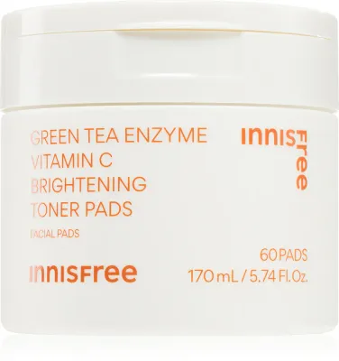 Диски с тоником для лица innisfree Green Tea Vitamin C Brightening Toner Pads тонизирующие, с витамином C, 60 шт