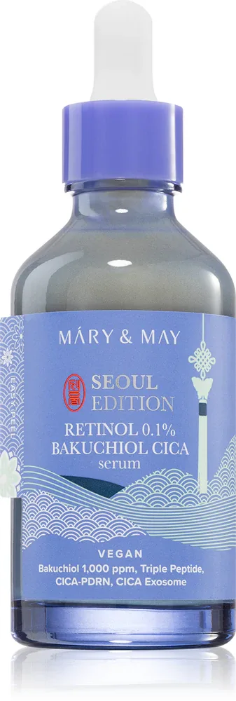 Mary&May Retinol 0.1% Bakuchiol Cica Serum - Сыворотка для лица Mary May Retinol 0.1% Bakuchiol Cica Serum с ретинолом и бакучиолом, 80 мл, 80 мл