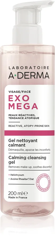 Гель для снятия макияжа A-Derma Exomega Calming Cleansing Gel очищающий, для чувствительной кожи, 200 мл