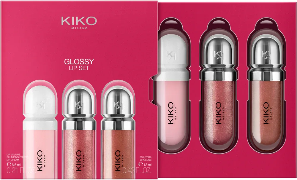 Набор для губ KIKO Milano Glossy Lip Set подарочный, с блесками и кремом для губ