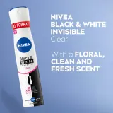 Антиперспирант-спрей NIVEA Black White Invisible Clear для женщин, без следов на одежде, 2х200 мл — фото 4