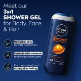 Гель для душа NIVEA MEN Sport с минералами, для тела и волос, 2х250 мл — фото 2