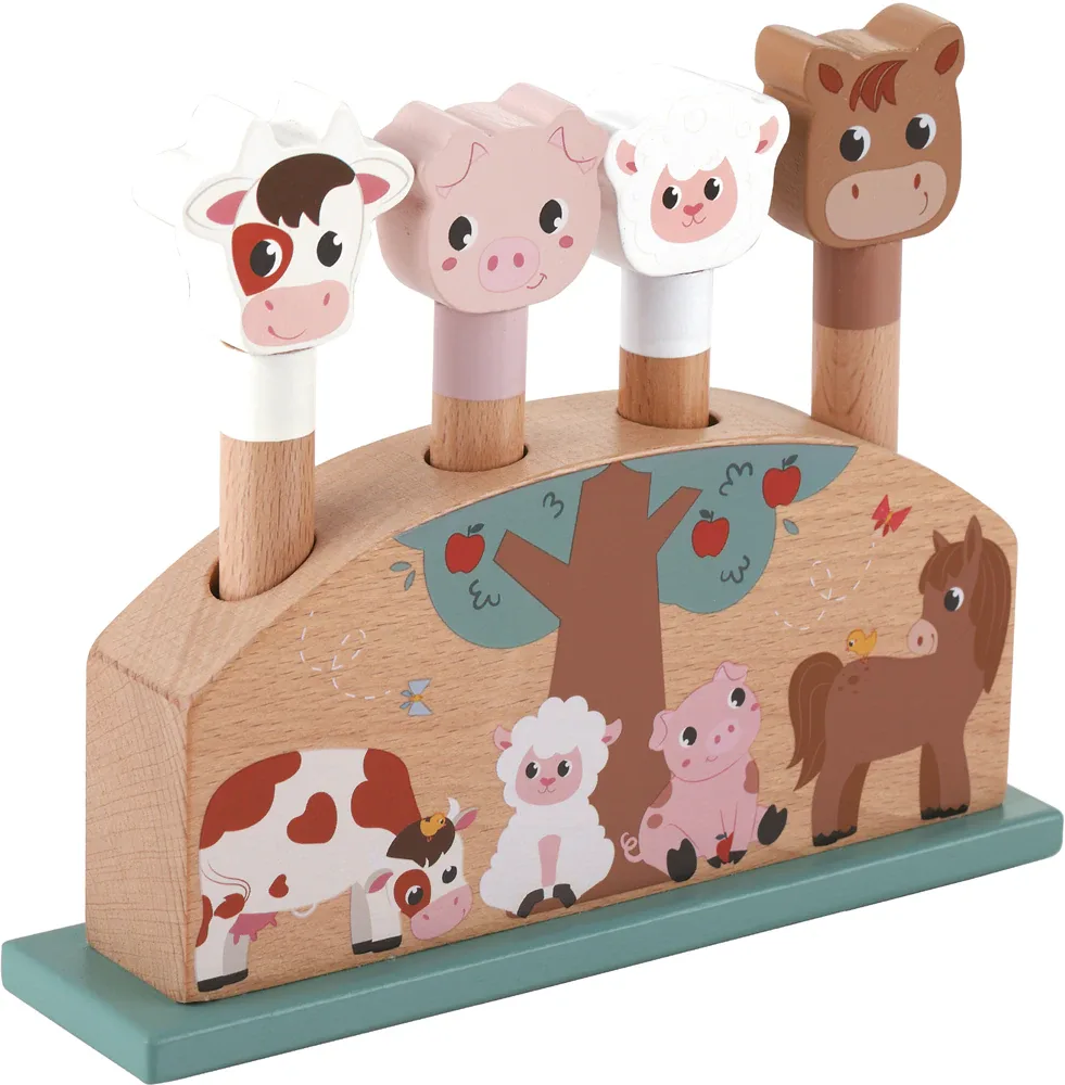 Игрушка деревянная 2Kids Toys Pop-up Toy Farm развивающая, с мотивом фермы, 1 шт 12m+