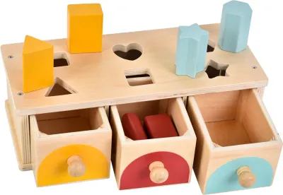 Сортер деревянный 2Kids Toys Shape Sorting Box развивающий, 10 шт 12m+