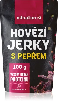 Снеки Allnature Beef Pepper Jerky из сушёной говядины с перцем, богаты белком, 100 г