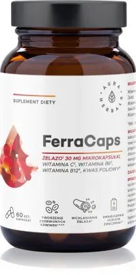 Добавка к пище Aura Herbals FerraCaps zelazo 30 mg с железом, для приёма во время беременности, 60 капсул