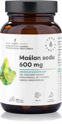Добавка к пище Aura Herbals Maslan sodu 600 mg в капсулах, для пищеварения, 90 капсул
