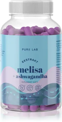Добавка к пище Aura Herbals Pure Lab Ekstrakt melisa 150 mg + ashwagandha с мелиссой и ашвагандой, 170 капсул