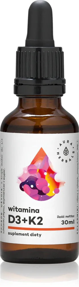 Добавка к пище Aura Herbals Witamina D3 2000 IU + K2 капли на оливковом масле, 30 мл